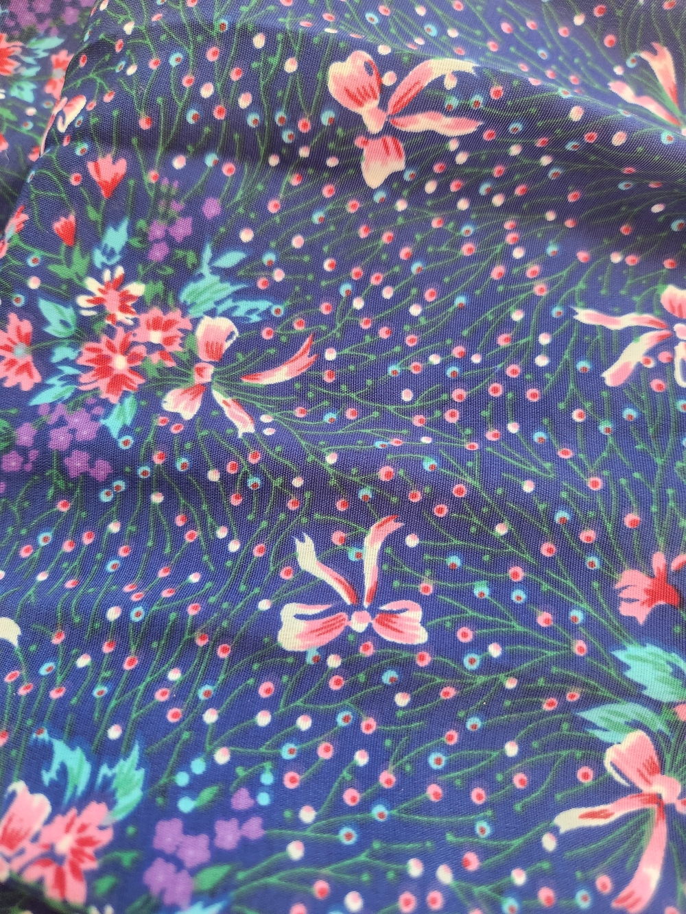 Vintage Navy Floral Dress with Lace Bib Collar - Picture 12 of 12